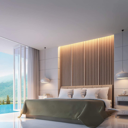 LED rohový hliníkový profil, povrchově eloxovaný 2m s průhledným difuzorem pro LED pásky + koncovky Ecolight řady R