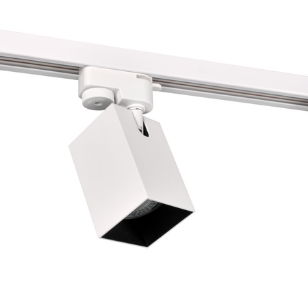 GU10 Bílý+černý reflektor pro montáž na kolejnice Čtvercový POLUX