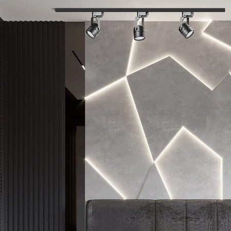 Sada přípojnic 1-fázová lišta + 3x reflektor GU10 černý PRAGA Sanico Goldlux