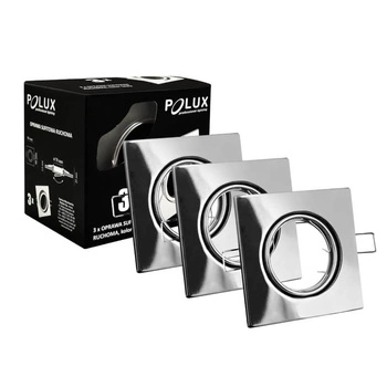 3x OPIN GOLDLUX (Polux) pohyblivá halogenová žárovka. čtvercová. kov. chrom. MR16 GU10