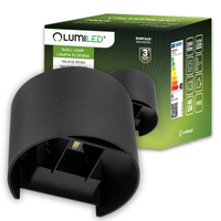 Zahradní nástěnná lampa 2x 3W, nastavitelné nahoru a dolů 4000K Černá PINUS LUMILED