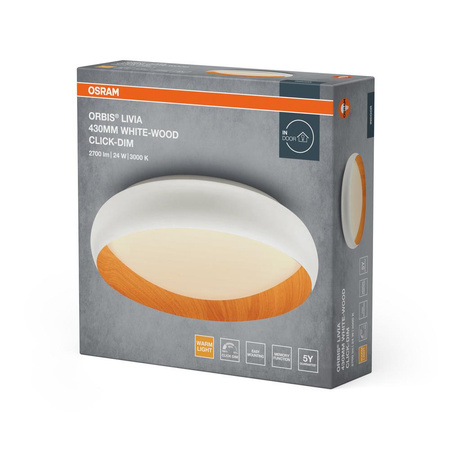 Stropní svítidlo LED Plafond 24W 1200lm 3000K teplá 120° bílá hnědá stmívatelná Orbis Livia Osram