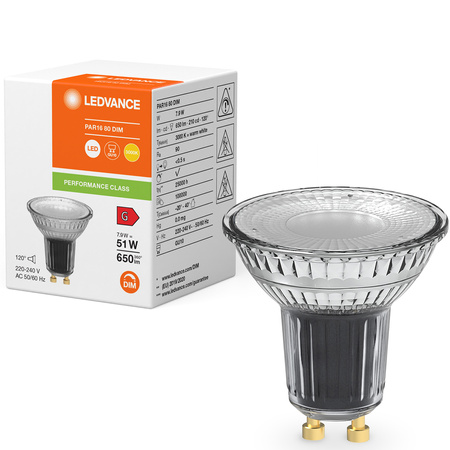 LED žárovka GU10 7.9W = 51W 650lm 3000K Teplá bílá 120° DIM LEDVANCE