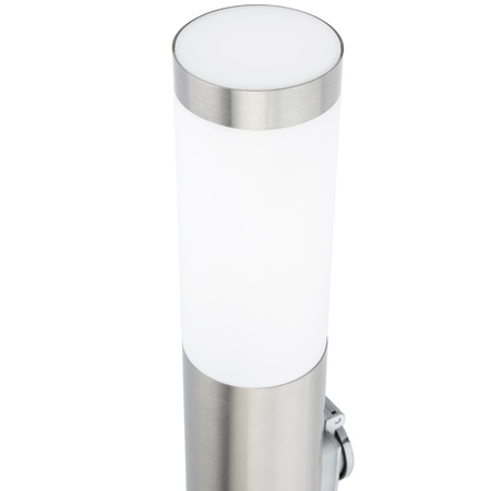 Venkovní zahradní lampa E27 SILVER SLOUP 65cm se zásuvkou 230V