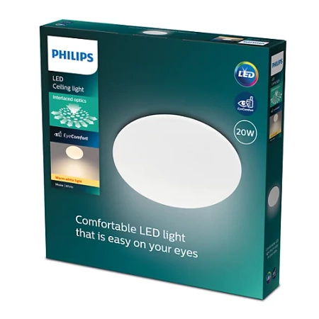 MOIRE přisazená LED stropní lampa 20W 2700K 38cm bílá kulatá PHILIPS