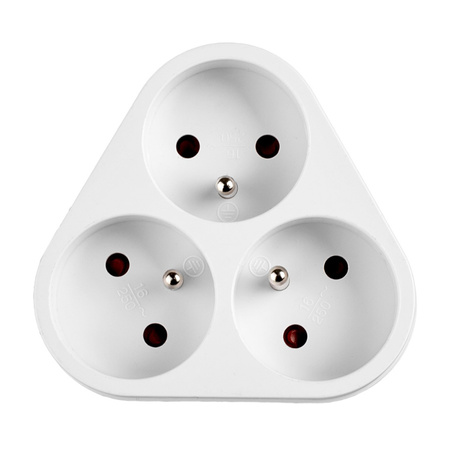 Rozdělovač elektrické sítě 3x 2P+0 Zloděj 3 zásuvky s uzemněním VAYOX