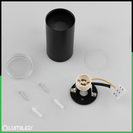 LED reflektorové stropní svítidlo Spot Tuba GU10 IP44 ADERO Black Lumiled