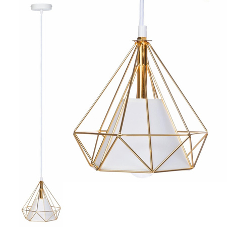 Zlatá geometrická závěsná lampa LOFT DIAMENT 1xE27 drát ZLATÝ malý