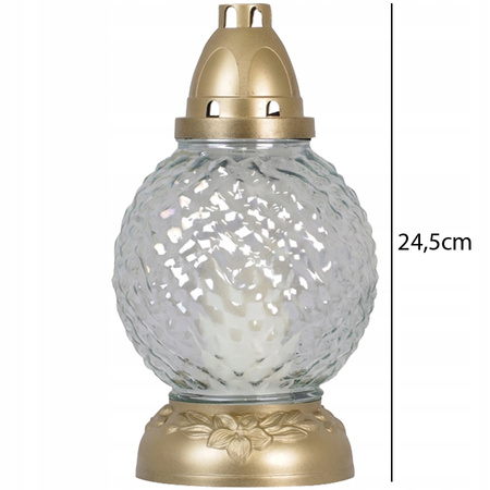 6x Skleněná svíčka s vložkou 28h Celoročně na hrob 24.5cm