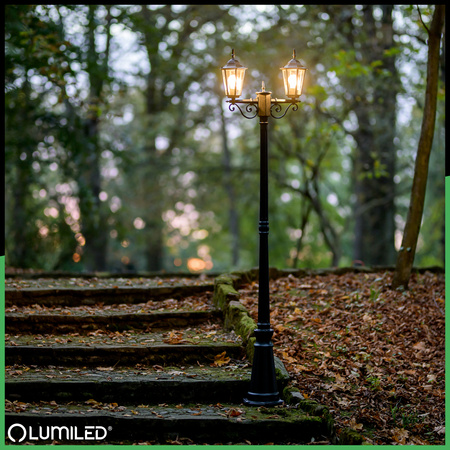 Venkovní zahradní lampa E27, LED sloupek lucerna 200cm BELLIS LUMILED