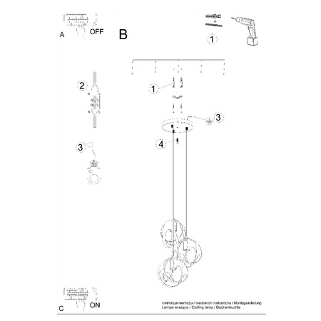 LED závěsné stropní svítidlo TULOS 3P 3xE27 černé SOLLUX