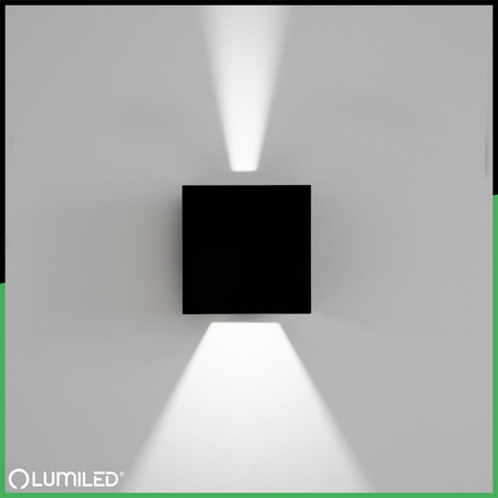 Zahradní nástěnná lampa 2x 3W, nastavitelné nahoru a dolů 4000K Černá PICEA LUMILED