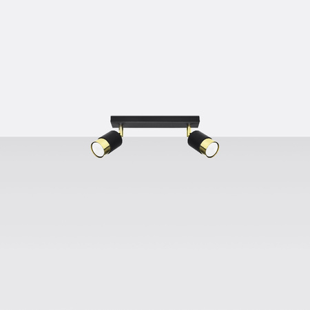 NERO stropní svítidlo 2xGU10 Reflektor Halogenové svítidlo Pohyblivé 30cm Černá Zlatá SOLLUX