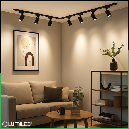 Jednofázový kolejnicový vodič pro kolejnicové reflektory 1.5m, Černá LUMILED