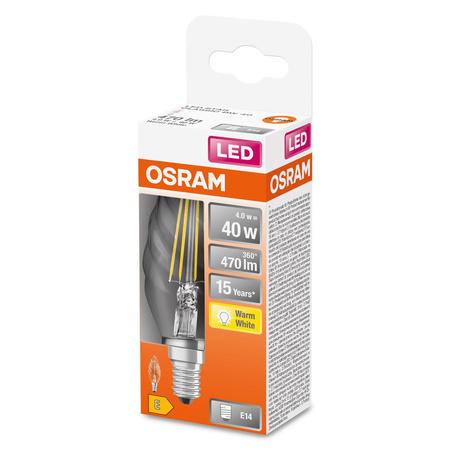 LED žárovka E14 BW35 4W = 40W 470lm 2700K Teplá bílá 300° vlákno OSRAM STAR