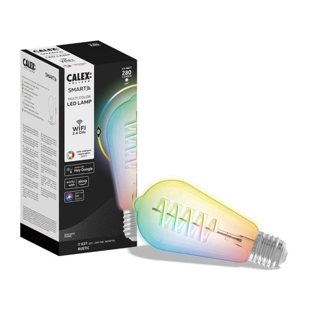 E27 ST64 Edison SMART WiFi LED žárovka 4.9W 280lm RGB + Teplá bílá TUYA Filament CALEX