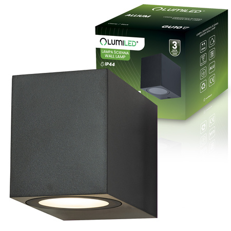 Zahradní nástěnná lampa GU10, čtvercové Černá ALLIUM LUMILED