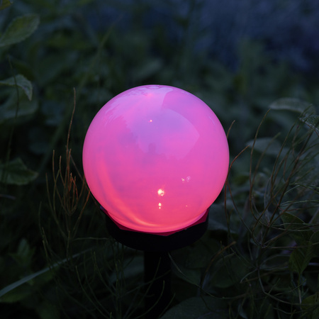 LUMILED LED solární zahradní lampa ATRIS Driven White Ball 10cm RGB