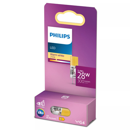 LED žárovka G4 Capsule 2,4W = 28W 300lm 2700K Warm 12V Philips
