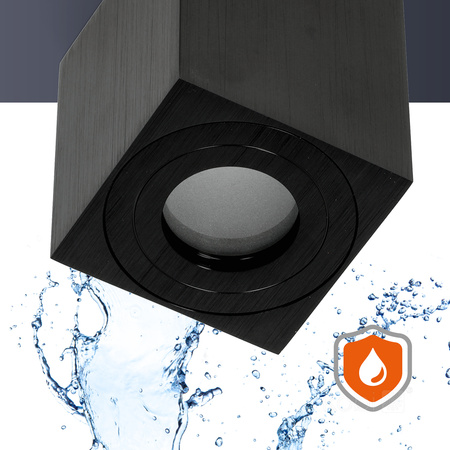 Halogenové svítidlo pro povrchovou montáž Vodotěsný hliník GU10 IP44 Černý Aquarius Kobi