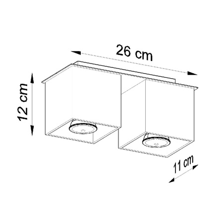 QUAD 2 2xGU10 Halogenové svítidlo pro povrchovou montáž Minimalistická černá SOLLUX