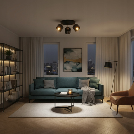 Spot Tuba Stropní svítidlo Reflektor Halogenové svítidlo 3x E27 Pohyblivé Černá měď Elza Masterled