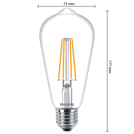 LED žárovka Edison E27 ST64 7W = 60W 806lm 2700K Teplá bílá vlákno PHILIPS
