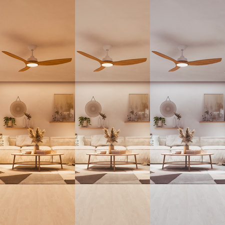 Stropní ventilátor 32W LED stropní svítidlo 24W 2650lm 3000/4300/6500K CCT Brown White + Pilot Olas Philips