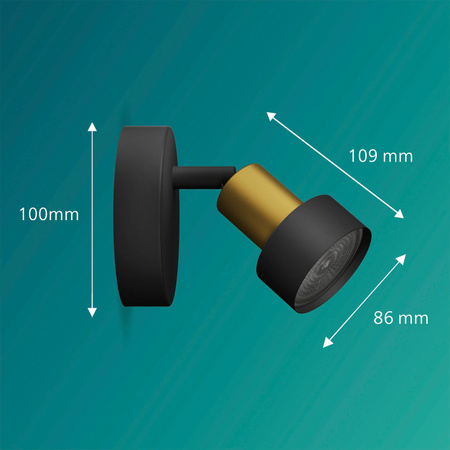 Nástěnné svítidlo GU10 černá-měděný vodič Philips