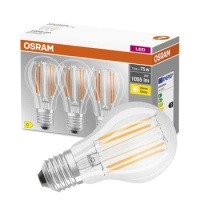3x LED žárovka E27 A60 CL 7.5W = 75W 1055lm 2700K Teplá bílá 300° vlákno OSRAM BASE