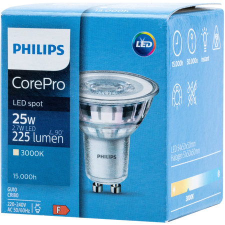 LED žárovka GU10 2.7W = 25W 225lm 3000K Teplá bílá 36° PHILIPS
