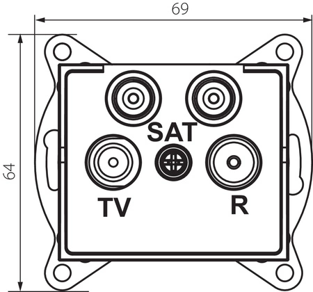 Svorkovnice TV-2xSAT čtvercová černá LOGI Kanlux