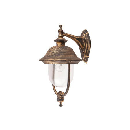 LED zahradní lampa nástěnná lampa NEW YORK E27 IP44 dolů lucerna starožitná zlatá RABALUX