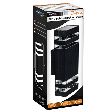 Dvojité zahradní nástěnné svítidlo INEZ DUO LED 2xGU10 ALUMINIUM černá IP54