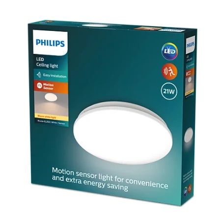 Stropní svítidlo LED Plafond 21W 2500lm 2700K se soumrakovým senzorem Bílá Acuna Philips