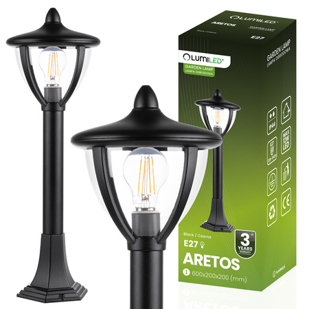 Venkovní zahradní lampa E27, LED sloupek lucerna 60cm ARETOS LUMILED