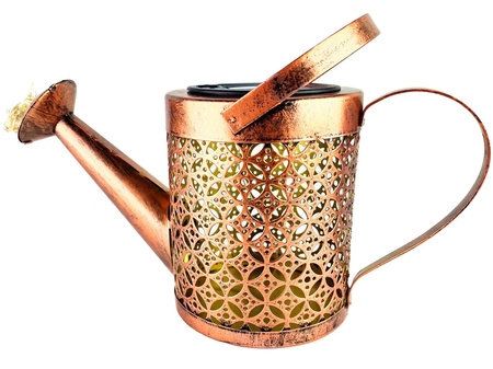 LED Solární Zahradní Lampa Venkovní Zapichovací Konvička Měděná IP44