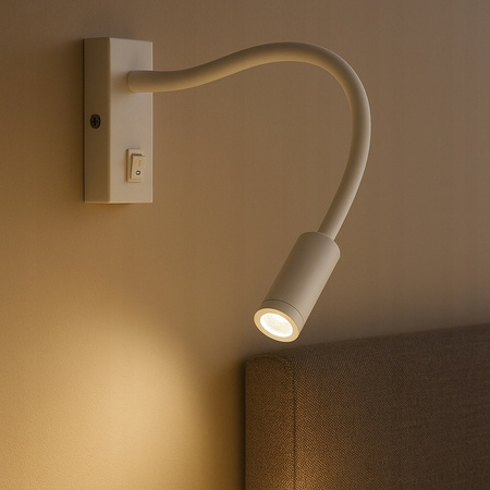 LED nástěnná lampa Flexibilní nástěnná lampa na čtení LEO 3W 4000K bílá