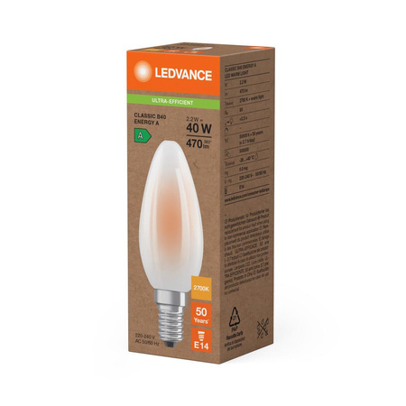 LED žárovka E14 B35 2,2W = 40W 470lm 2700K teplá bílá 330° Ledvance