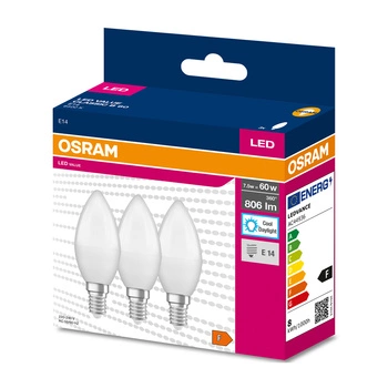 3x LED žárovka E14 B35 7W = 60W 806lm 6500K Studená bílá 220° OSRAM Hodnota