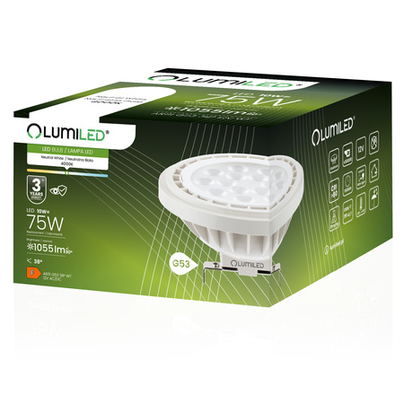 LED žárovka G53 AR111 10W = 75W 1055lm 4000lm Neutrální 38° 12V AC/DC LUMILED