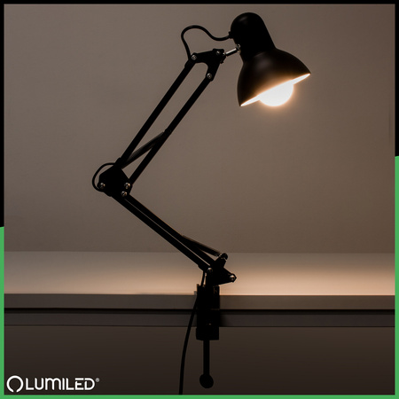 Držák pro stolní lampy, svorkový klip na stůl Černá LUMILED