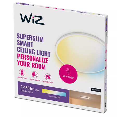 Plafond LED stropní svítidlo pro povrchovou montáž 22W CCT bílé kulaté SMART WiFi WiZ