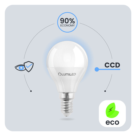 LED žárovka E14 Ball P45 10W = 75W 1055lm 3000K Warm 180° LUMILED