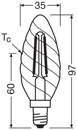 LED žárovka BW35 Candle E14 2,8W = 25W 250lm 2700K Warm 300° Dimmable Retrofit Filament CLASSIC Osram