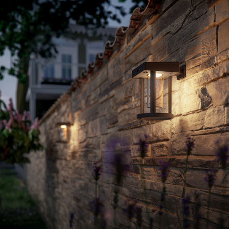 LED solární nástěnná lampa CAMILL 1,4W 3000K IP44 Soumrakový senzor PHILIPS