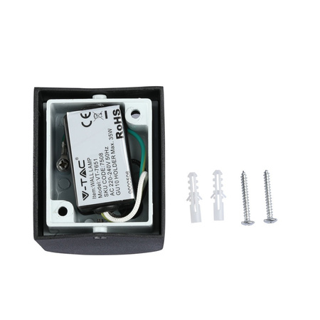 Zahradní fasádní svítidlo nástěnné svítidlo GU10 IP44 jednostranné kulaté černé VT-7651 V-TAC