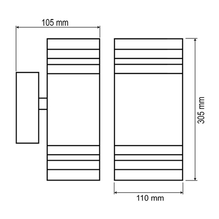 Dvojité zahradní nástěnné svítidlo INEZ DUO LED 2xGU10 ALUMINIUM černá IP54