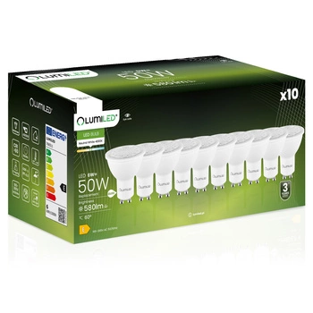 10x Žárovka LED GU10, 6W = 50W 580lm 4000K Neutrální bílá Nastavitelná 24° 36° 60° LUMILED