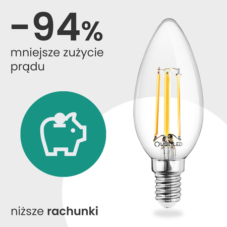 LED žárovka E14 svíčka B35 2,2W 470lm = 40W 4000K neutrální bílá 360° vlákno energetická třída A SVÍTÍCÍ